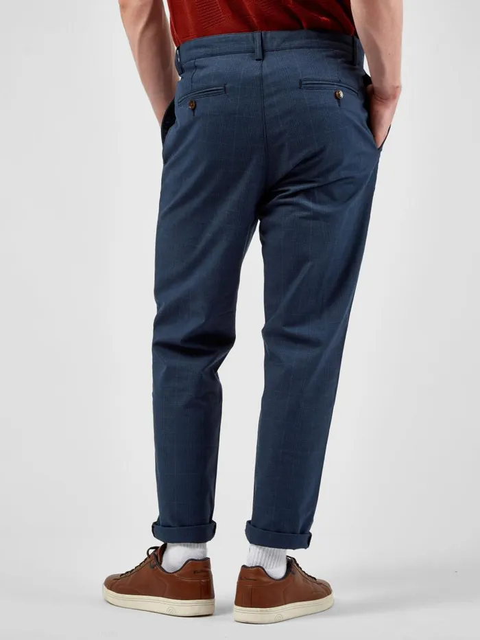Men Ben Sherman Pants and Chinos Tonal CheckPrint SlimTaper Trouser 8211 Dark Blue