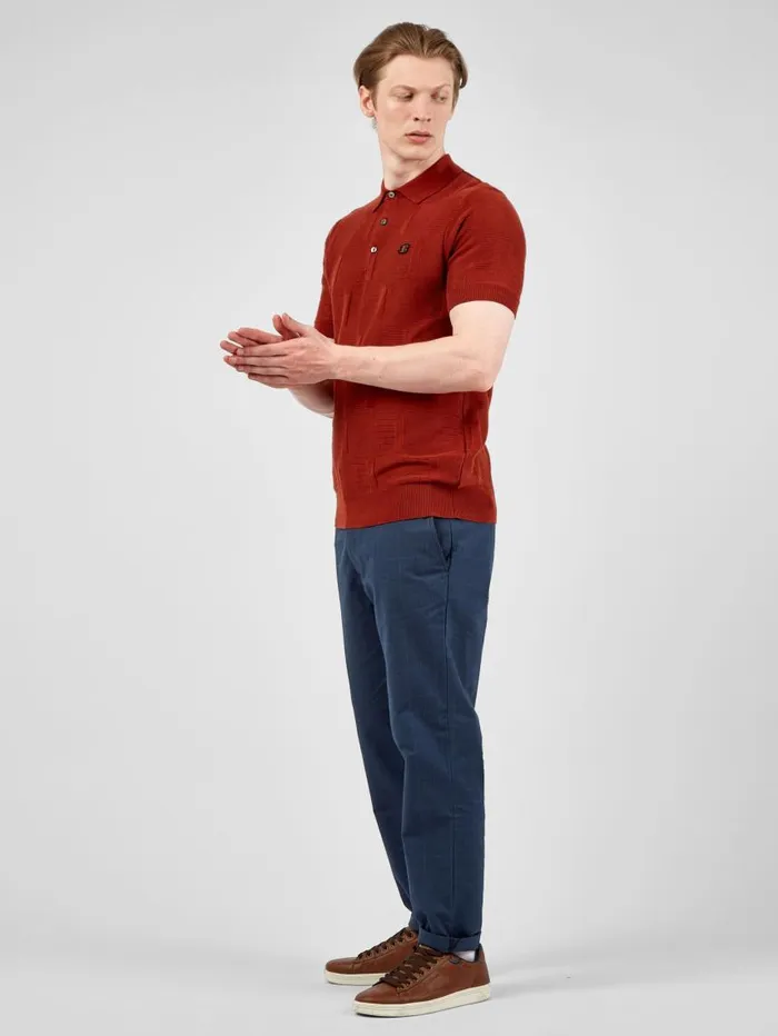 Men Ben Sherman Pants and Chinos Tonal CheckPrint SlimTaper Trouser 8211 Dark Blue