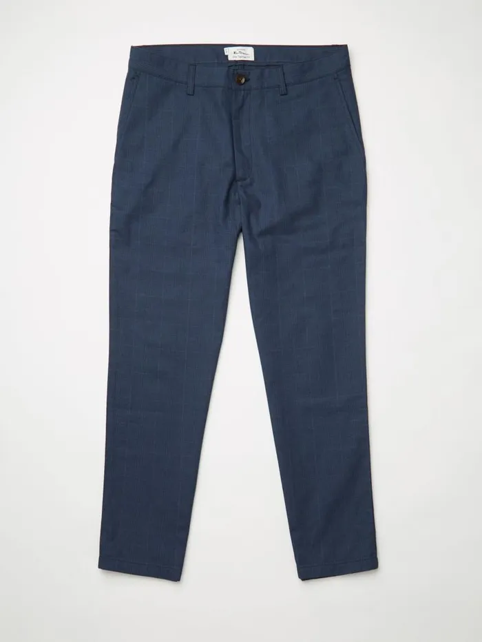 Men Ben Sherman Pants and Chinos Tonal CheckPrint SlimTaper Trouser 8211 Dark Blue