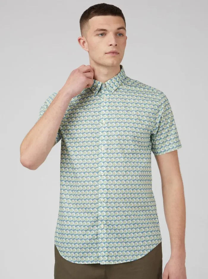 Men Ben Sherman Short Sleeve Shirts Watercolor Spot Print ShortSleeve Shirt Men Ben Sherman Short Sleeve Shirts Watercolor Spot Print ShortSleeve Shirt