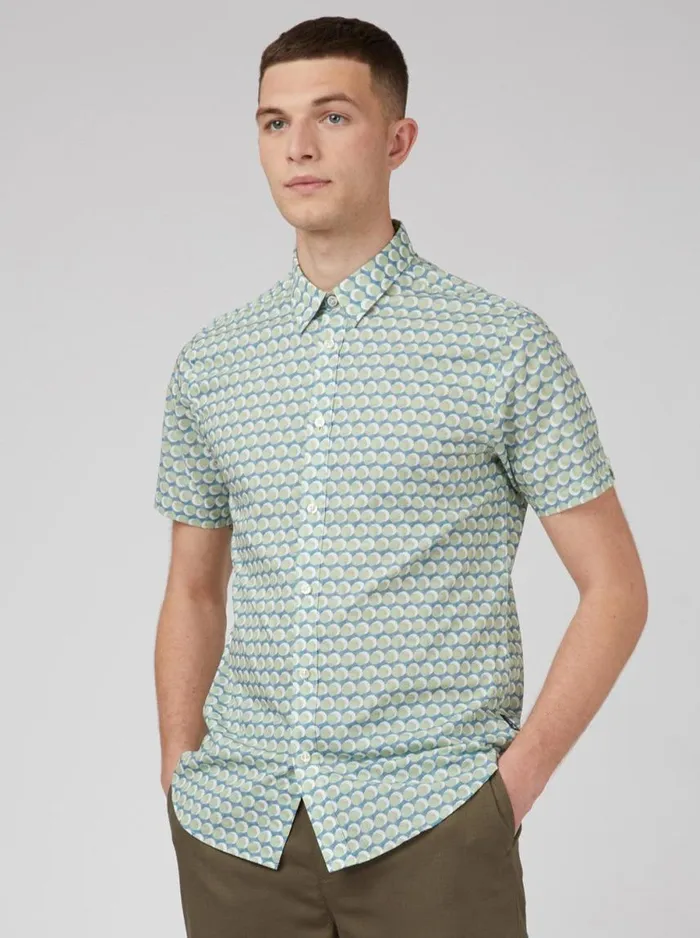 Men Ben Sherman Short Sleeve Shirts Watercolor Spot Print ShortSleeve Shirt Men Ben Sherman Short Sleeve Shirts Watercolor Spot Print ShortSleeve Shirt