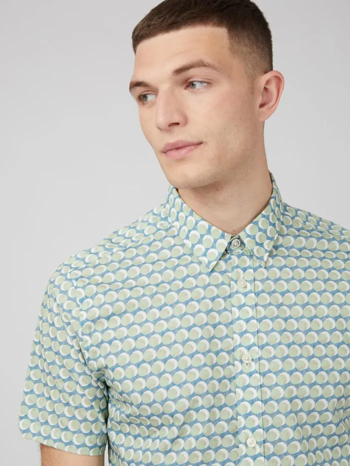 Men Ben Sherman Short Sleeve Shirts Watercolor Spot Print ShortSleeve Shirt Men Ben Sherman Short Sleeve Shirts Watercolor Spot Print ShortSleeve Shirt