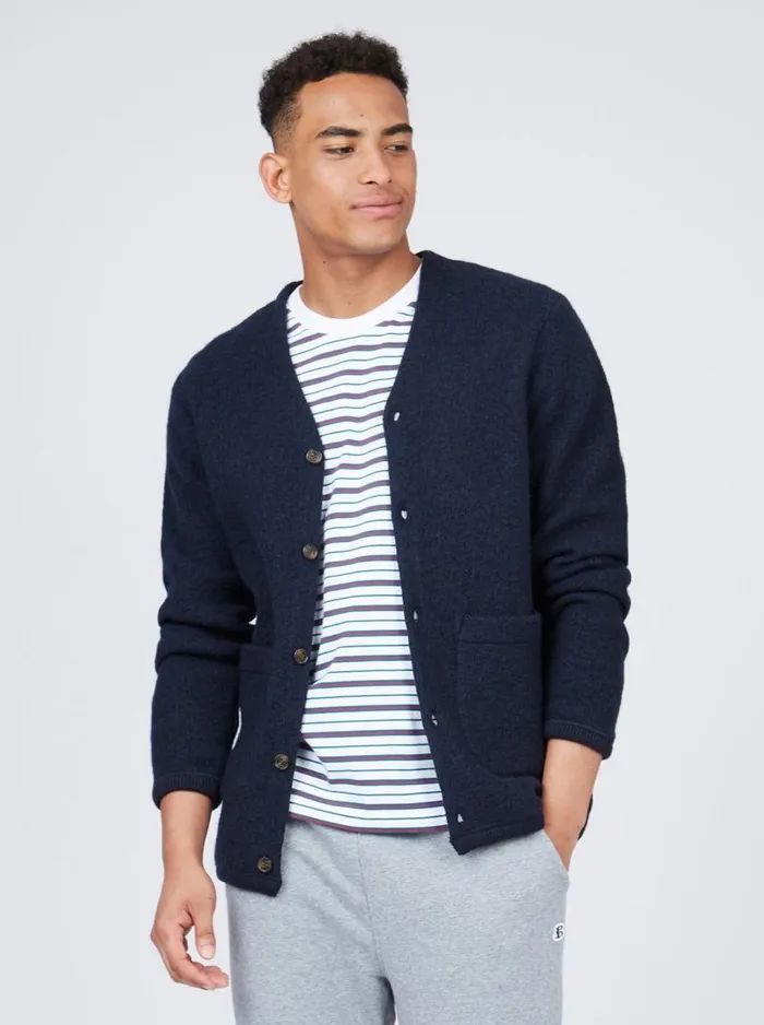 Men Ben Sherman Sweaters and Knits B By Textured Knit Cardigan 8211 Navy