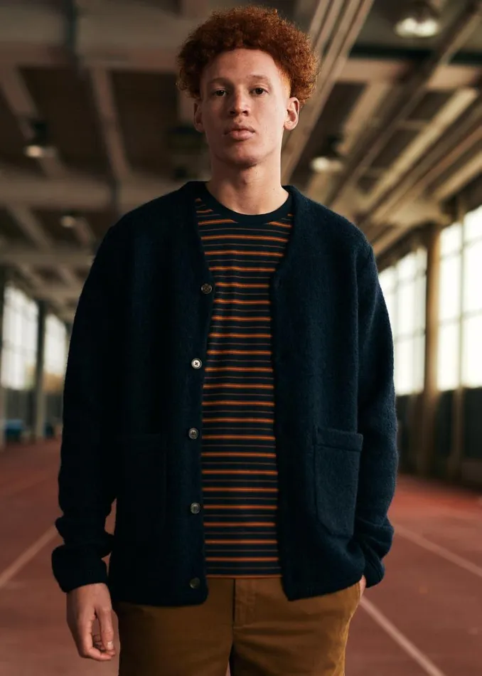 Men Ben Sherman Sweaters and Knits B By Textured Knit Cardigan 8211 Navy