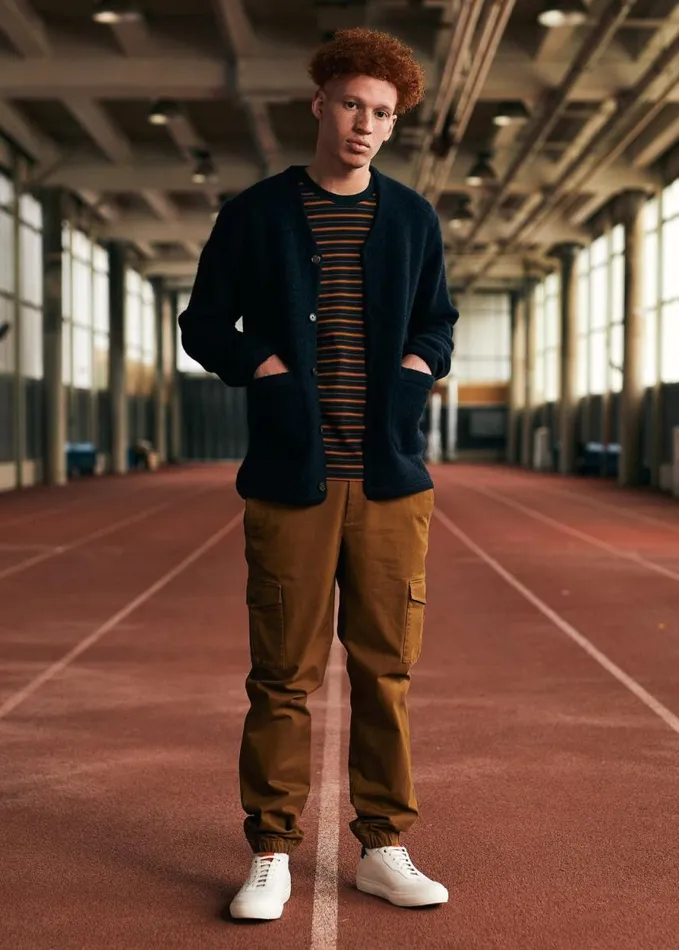 Men Ben Sherman Sweaters and Knits B By Textured Knit Cardigan 8211 Navy