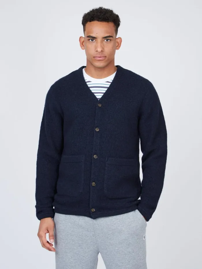 Men Ben Sherman Sweaters and Knits B By Textured Knit Cardigan 8211 Navy