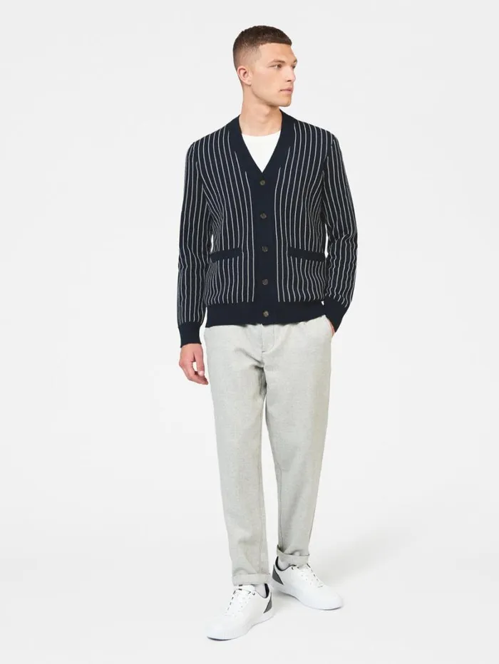 Men Ben Sherman Sweaters and Knits Jacquard Stripe Knit Cardigan 8211 Dark Navy Men Ben Sherman Sweaters and Knits Jacquard Stripe Knit Cardigan 8211 Dark Navy