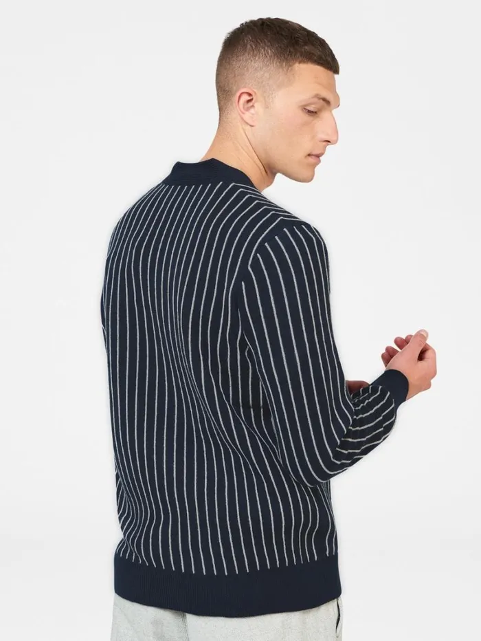 Men Ben Sherman Sweaters and Knits Jacquard Stripe Knit Cardigan 8211 Dark Navy Men Ben Sherman Sweaters and Knits Jacquard Stripe Knit Cardigan 8211 Dark Navy