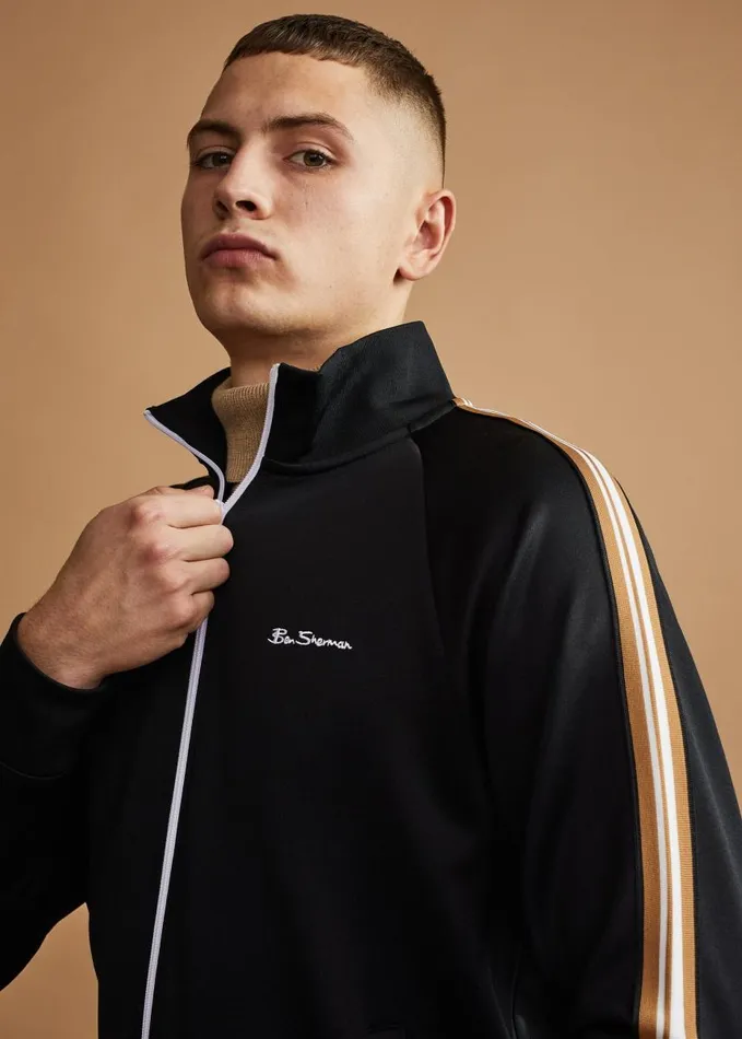 Men Ben Sherman Sweatshirts and Hoodies Signature ZipThrough Track Jacket 8211 Black