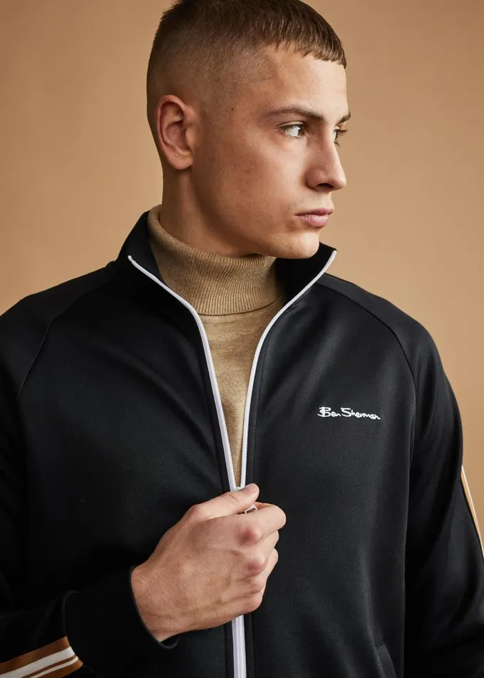 Men Ben Sherman Sweatshirts and Hoodies Signature ZipThrough Track Jacket 8211 Black
