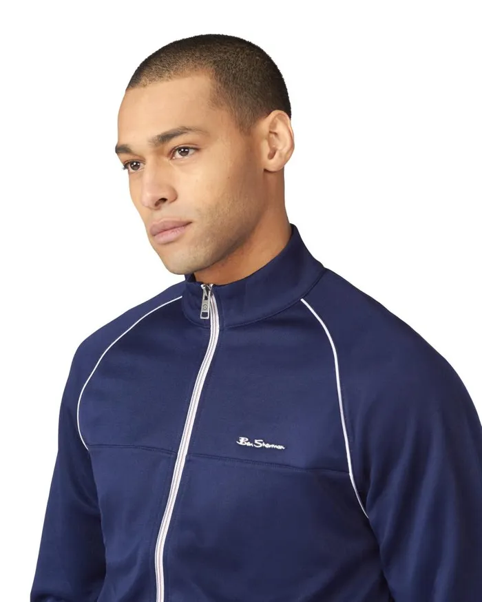 Men Ben Sherman Sweatshirts and Hoodies Tricot ZipThrough Track Jacket 8211 Marine
