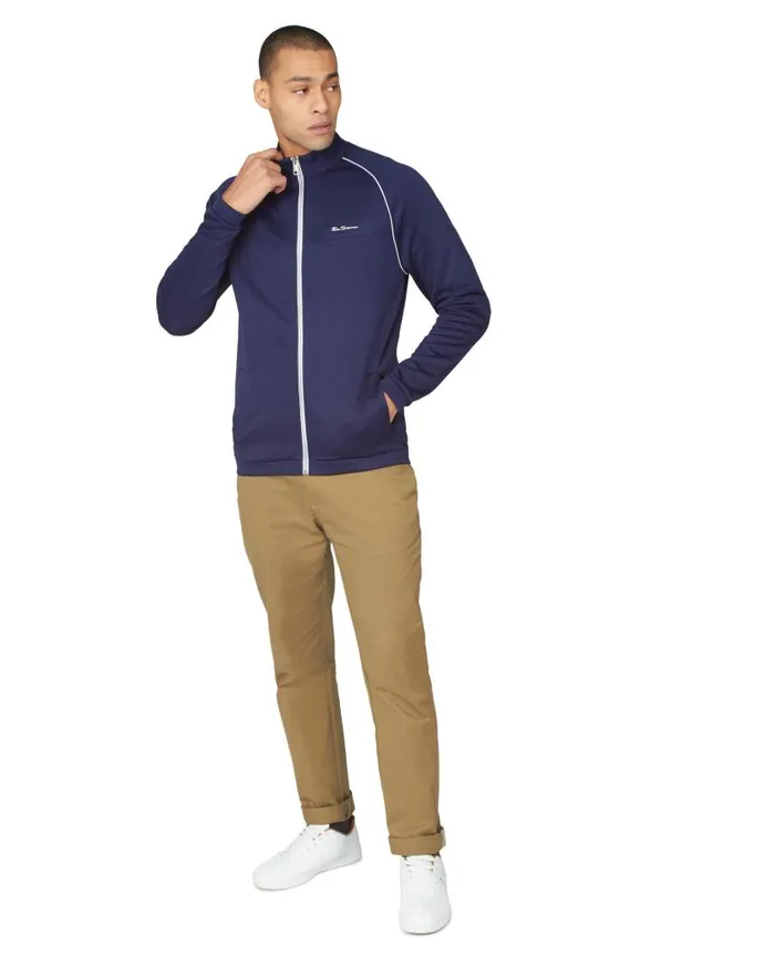 Men Ben Sherman Sweatshirts and Hoodies Tricot ZipThrough Track Jacket 8211 Marine