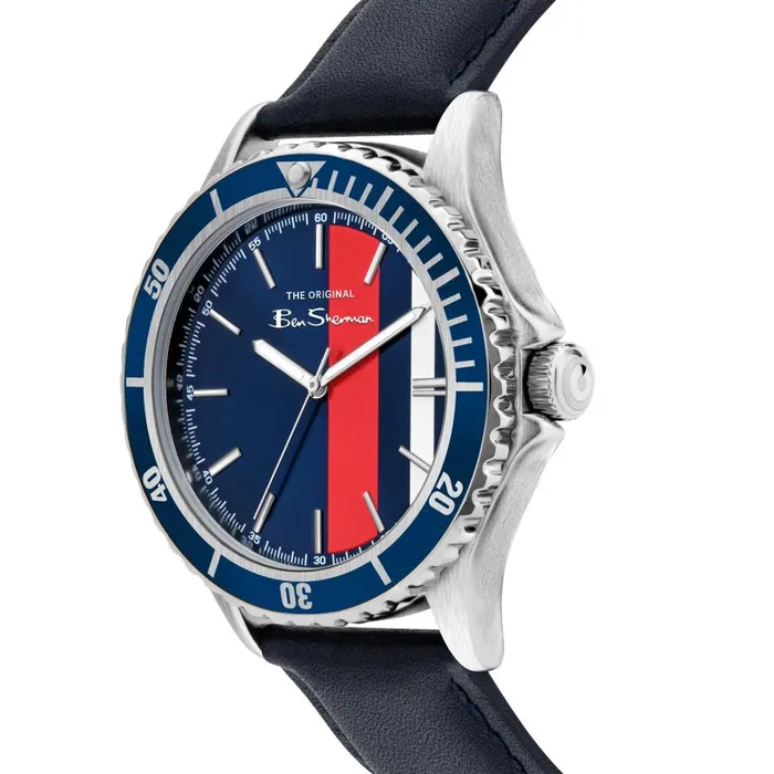 Men Ben Sherman Watches Leather Strap Watch 44mm 8211 NavyBlueSilver Men Ben Sherman Watches Leather Strap Watch 44mm 8211 NavyBlueSilver