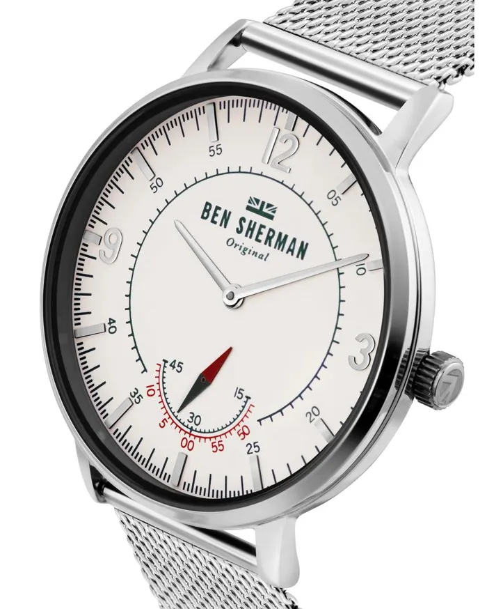 Men Ben Sherman Watches Portobello Heritage Watch 8211 SilverWhiteSilver