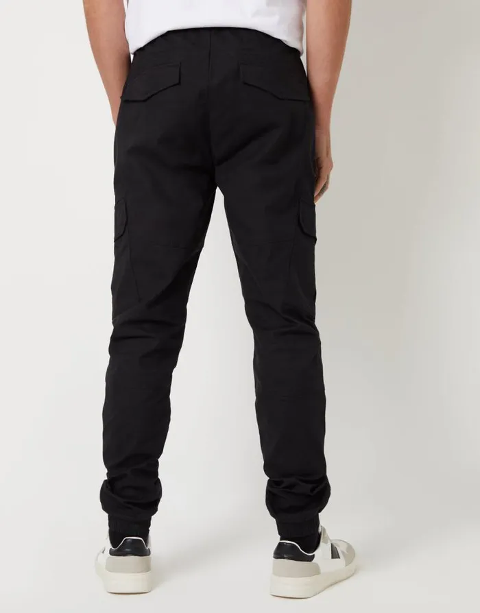 Men Black Drawcord Cargo Trousers Threadbare Cargo Men Black Drawcord Cargo Trousers Threadbare Cargo