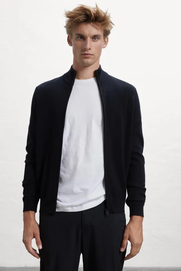 Men Black Mandarina Knitted Jumper Ecoalf Knitwear