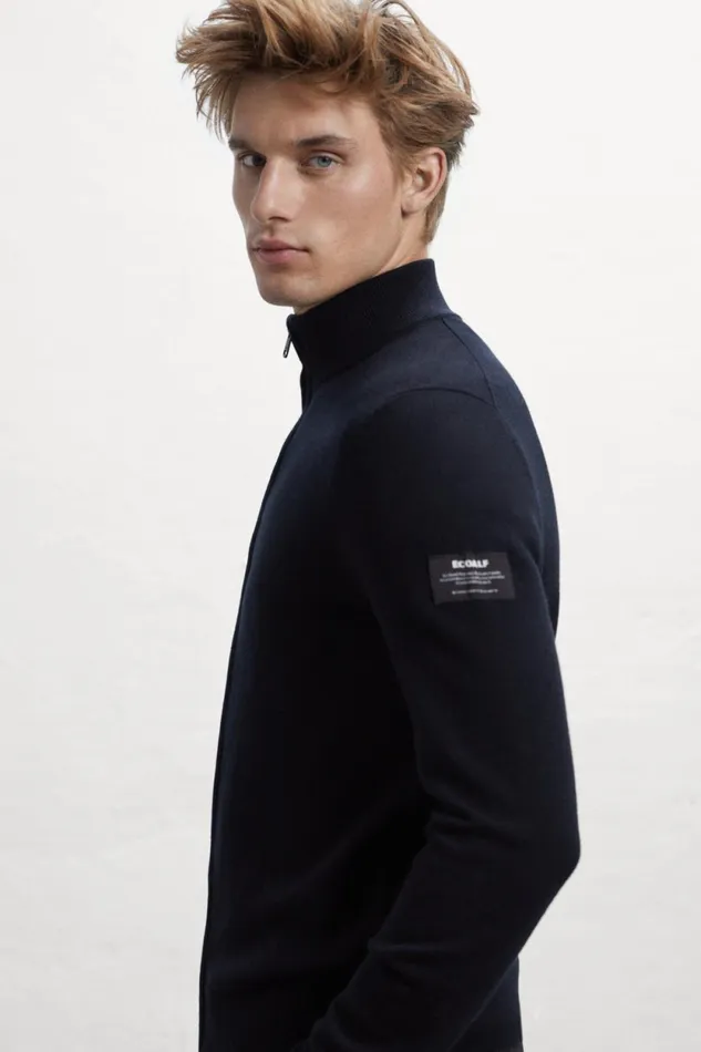 Men Black Mandarina Knitted Jumper Ecoalf Knitwear