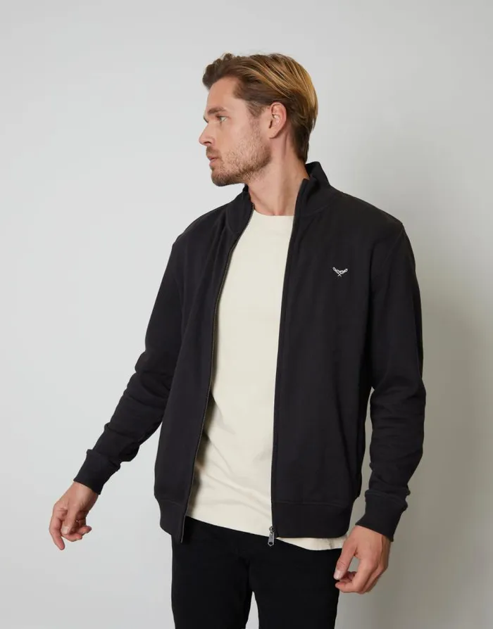 Men Black ZipUp Fleece Jumper Threadbare Sweatshirts