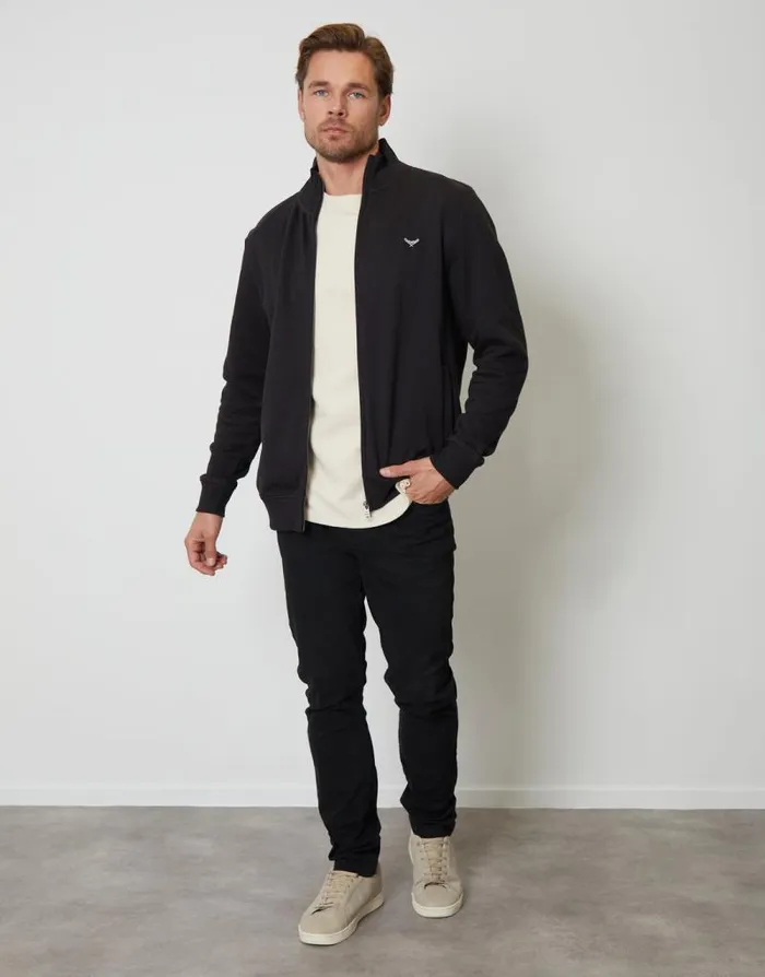 Men Black ZipUp Fleece Jumper Threadbare Sweatshirts Men Black ZipUp Fleece Jumper Threadbare Sweatshirts