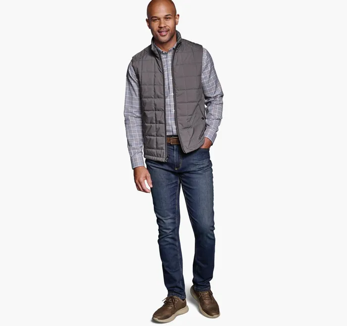 Men Box Quilted Vest Gray JohnstonandMurphy Coats Jackets and Vests Men Box Quilted Vest Gray JohnstonandMurphy Coats Jackets and Vests