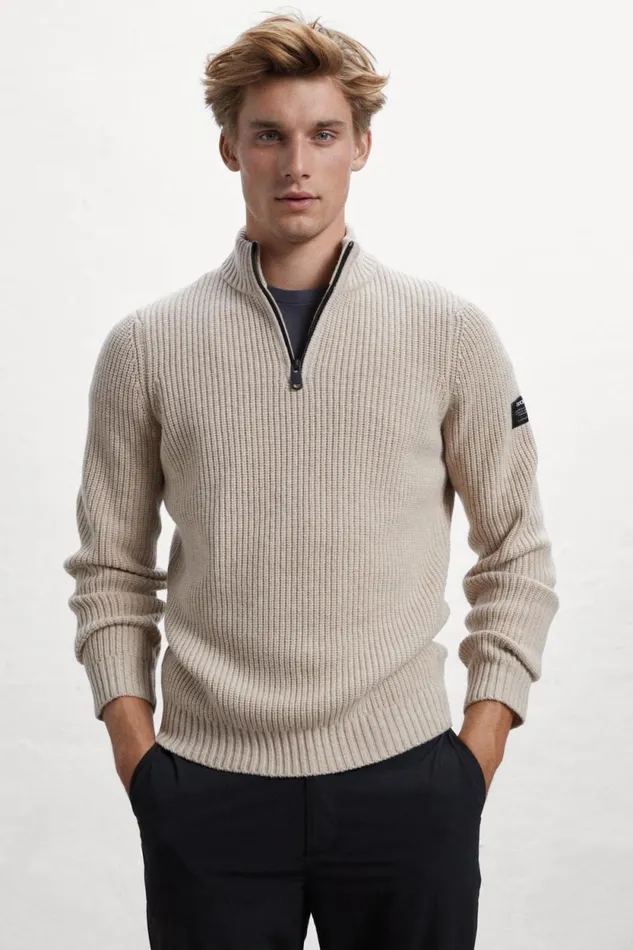 Men Brown Merto Knitted Jumper Ecoalf Knitwear