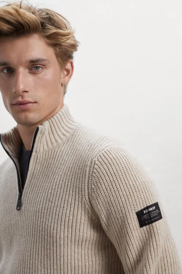 Men Brown Merto Knitted Jumper Ecoalf Knitwear