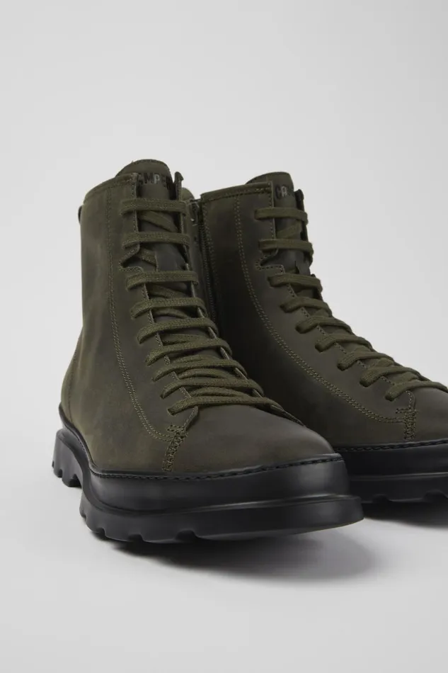 Men Brutus Green Medium Lace Boot Camper Ankle Boots