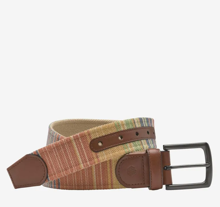 Men Canvas MultiStripe Belt Orange Multi JohnstonandMurphy Belts