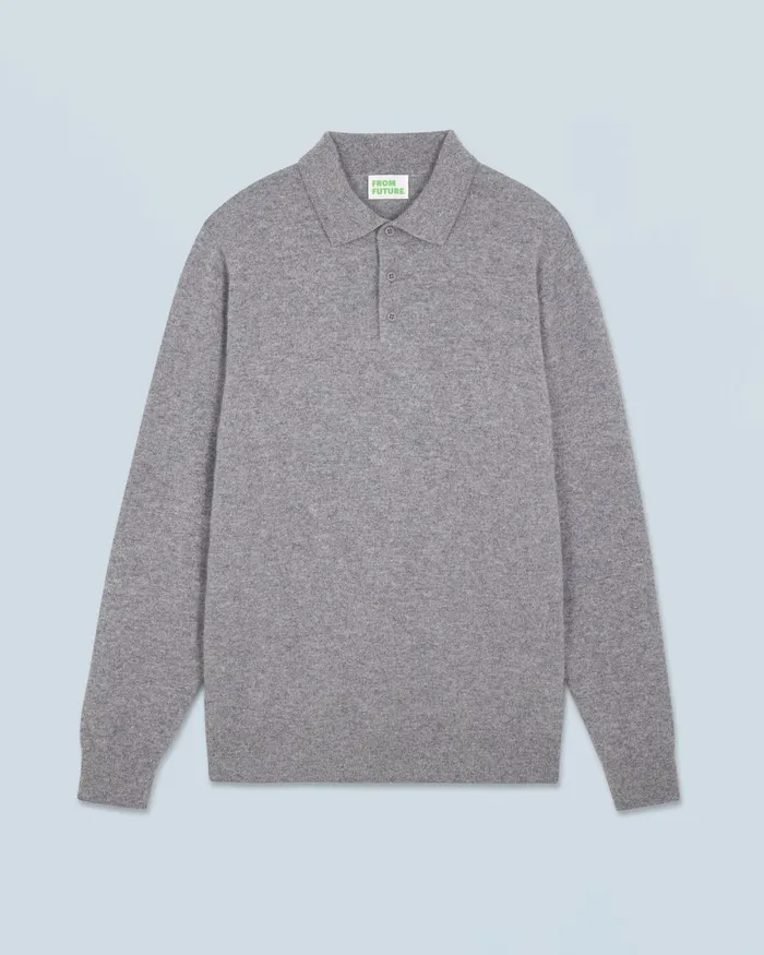 Men Cashmere Sweaters From Future Basic Polo Neck Sweater Dark Heather Gray