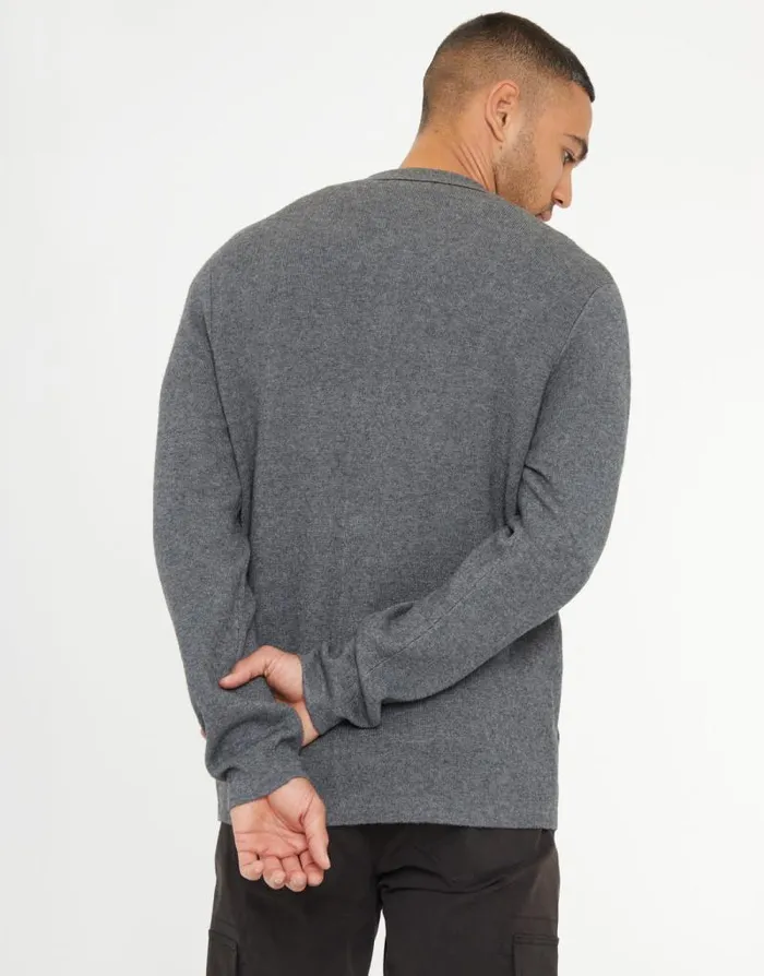 Men Charcoal Marl Knitted Long Sleeve Shirt Threadbare Shirts Men Charcoal Marl Knitted Long Sleeve Shirt Threadbare Shirts