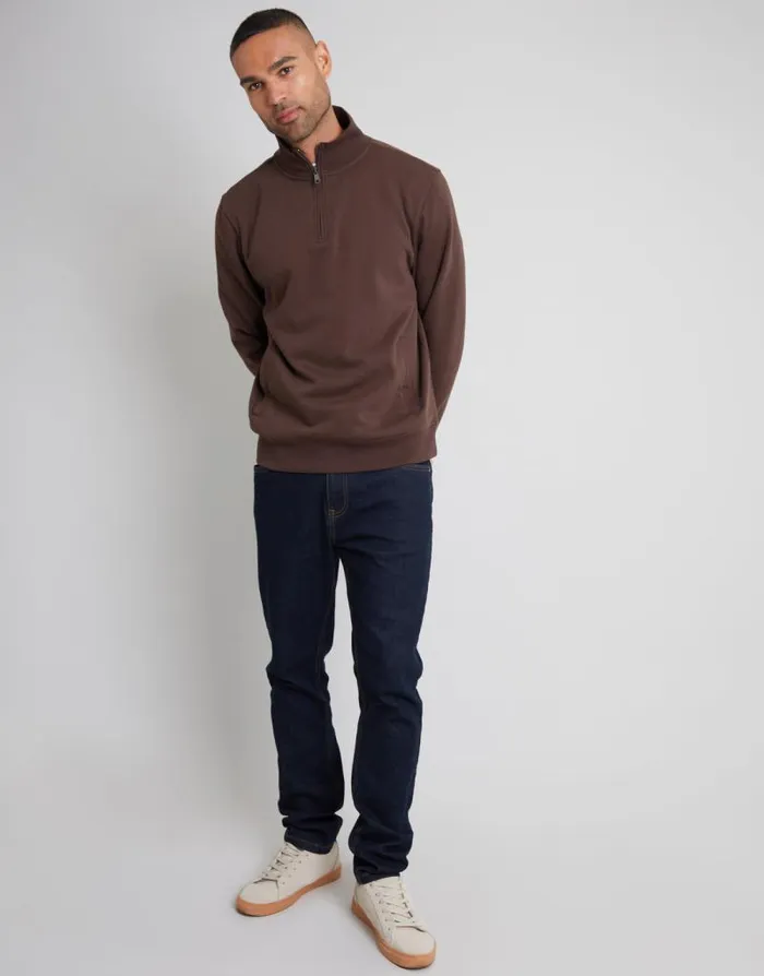 Men Chocolate Quarter Zip Sweatshirt Threadbare Sweatshirts Men Chocolate Quarter Zip Sweatshirt Threadbare Sweatshirts