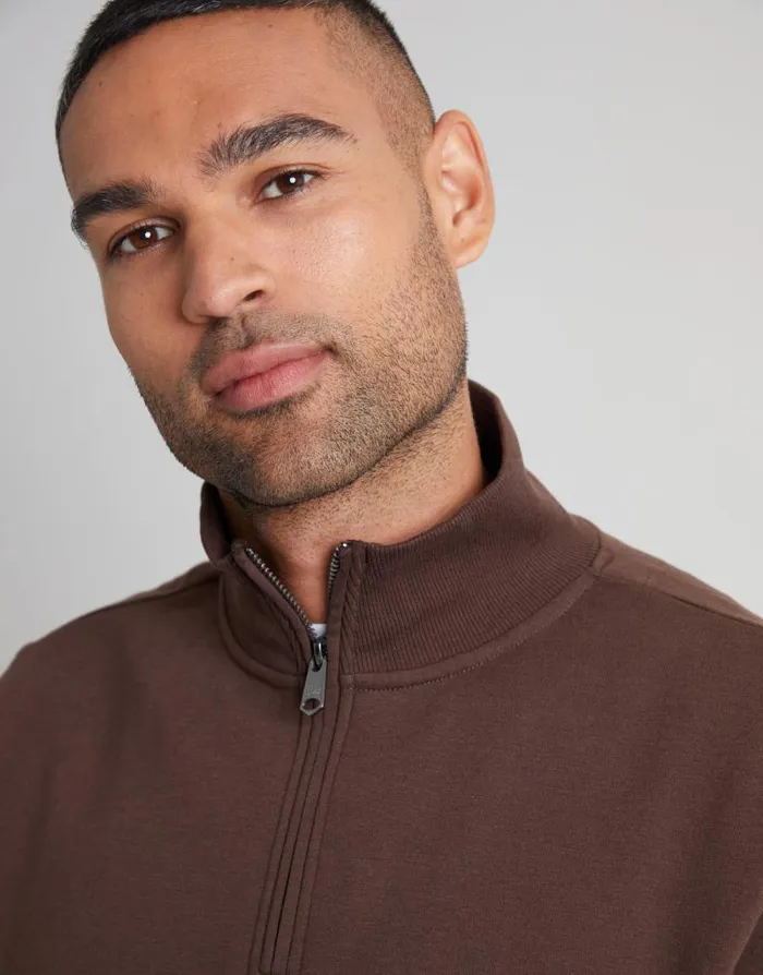 Men Chocolate Quarter Zip Sweatshirt Threadbare Sweatshirts Men Chocolate Quarter Zip Sweatshirt Threadbare Sweatshirts