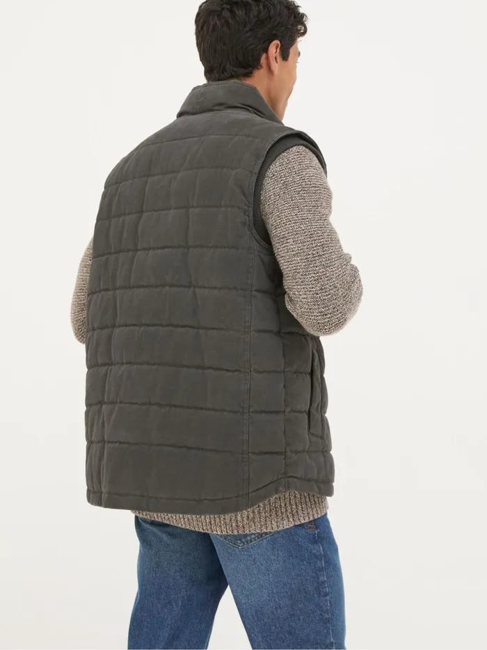 Men Coats and Jackets Fat Face Wardley Brown Canvas Gilet