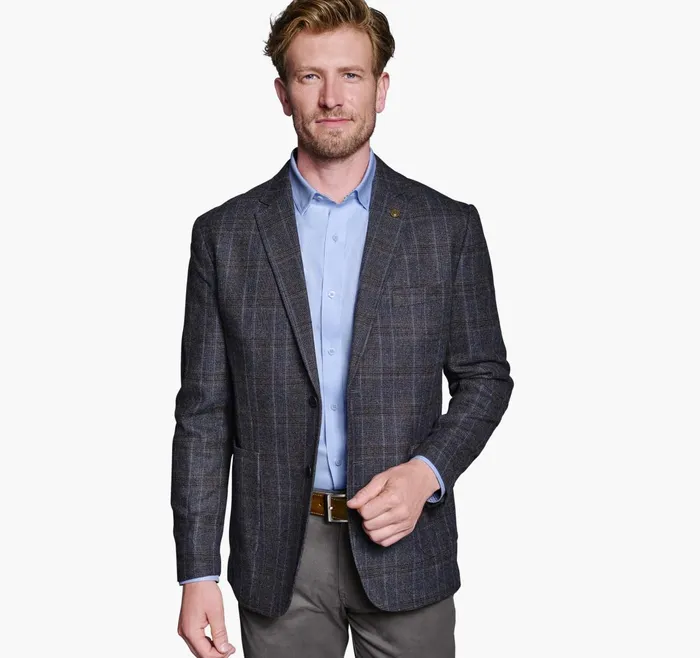 Men Deconstructed Wool Blazer Navy JohnstonandMurphy Blazers