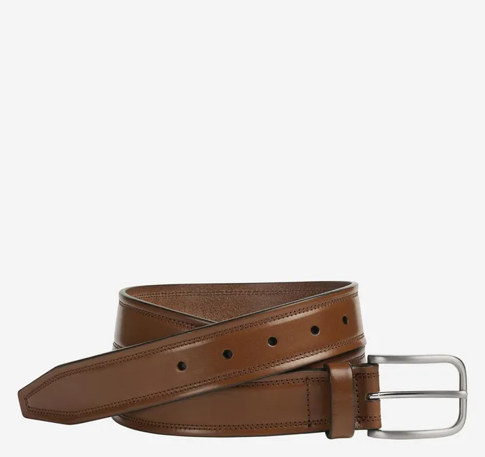 Men Double SelfStitch Belt Brown JohnstonandMurphy Belts