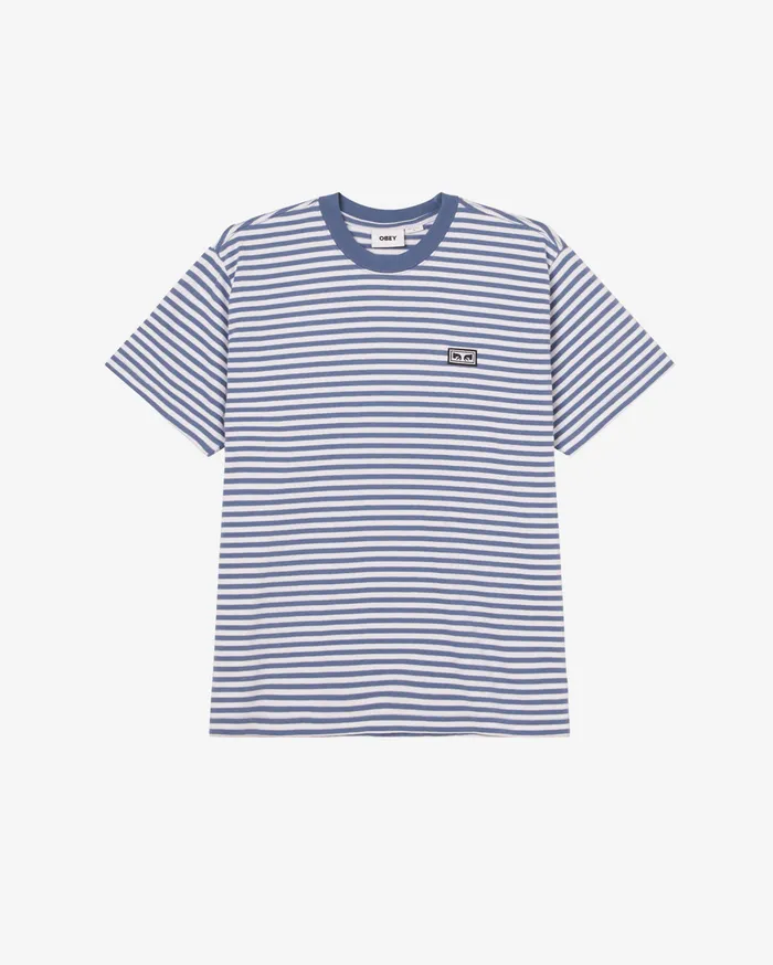 Men EST WORKS EYES STRIPE TSHIRT Coronet Blue Multi TOPS OBEY Clothing
