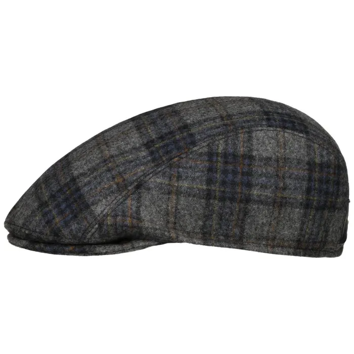 Men Flat Caps Mayser Lennart Shetland Check Flat Cap Grayblue