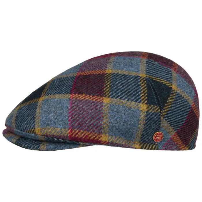 Men Flat Caps Mayser Sidney Big Color Check Flat Cap Blue