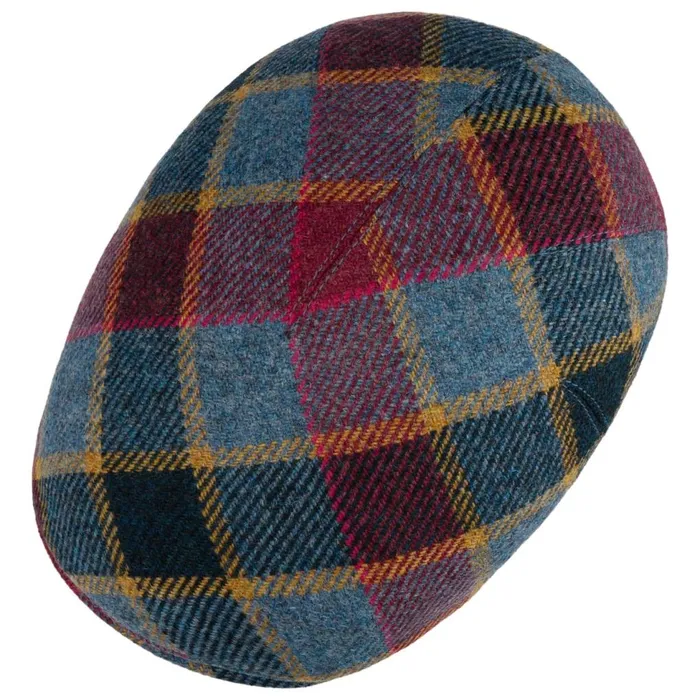 Men Flat Caps Mayser Sidney Big Color Check Flat Cap Blue Men Flat Caps Mayser Sidney Big Color Check Flat Cap Blue