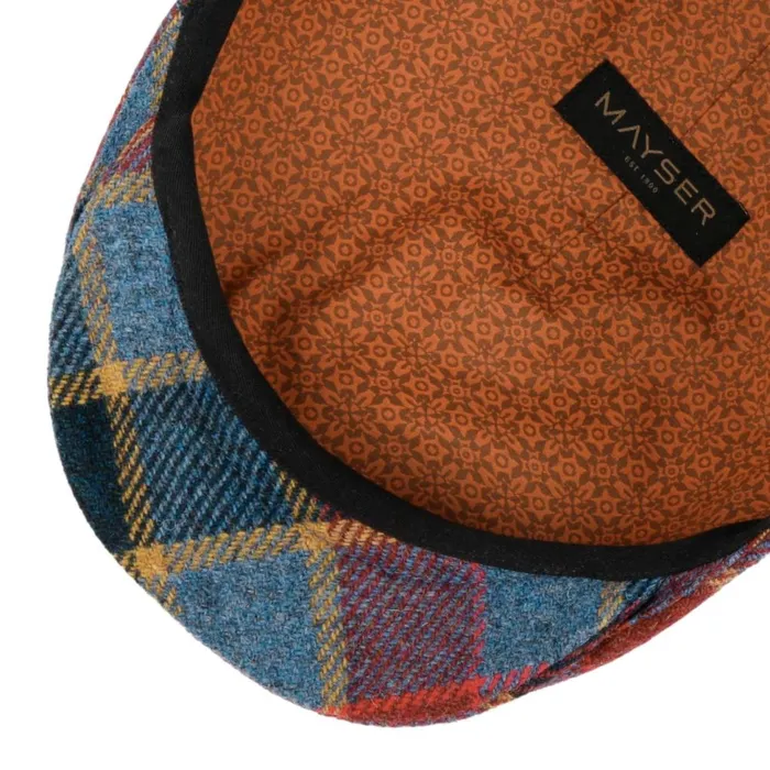 Men Flat Caps Mayser Sidney Big Color Check Flat Cap Blue Men Flat Caps Mayser Sidney Big Color Check Flat Cap Blue