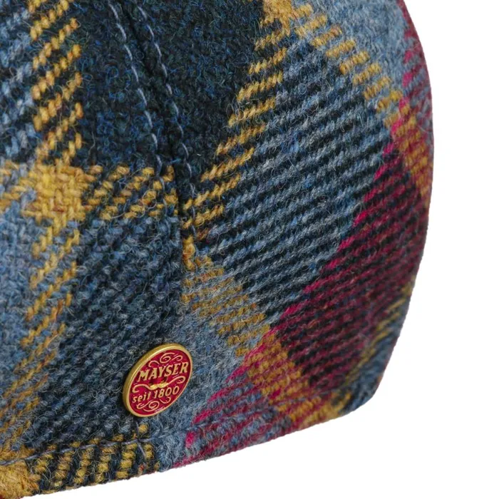Men Flat Caps Mayser Sidney Big Color Check Flat Cap Blue Men Flat Caps Mayser Sidney Big Color Check Flat Cap Blue