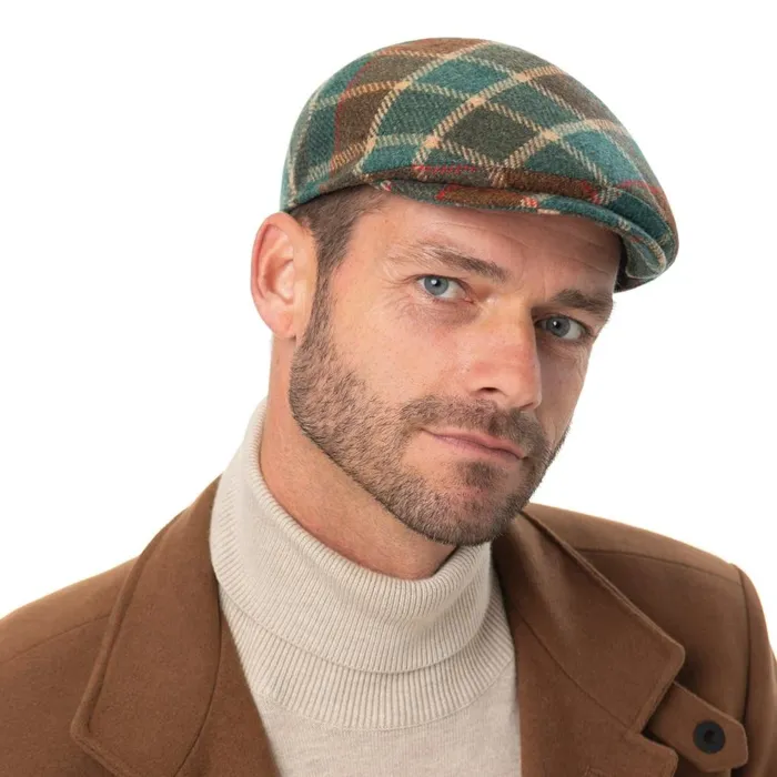 Men Flat Caps Mayser Sidney Big Color Check Flat Cap Blue Men Flat Caps Mayser Sidney Big Color Check Flat Cap Blue
