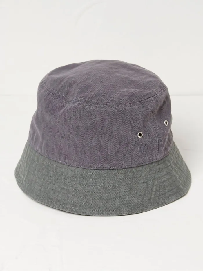 Men Hats Fat Face Grey Colour Block Bucket Hat