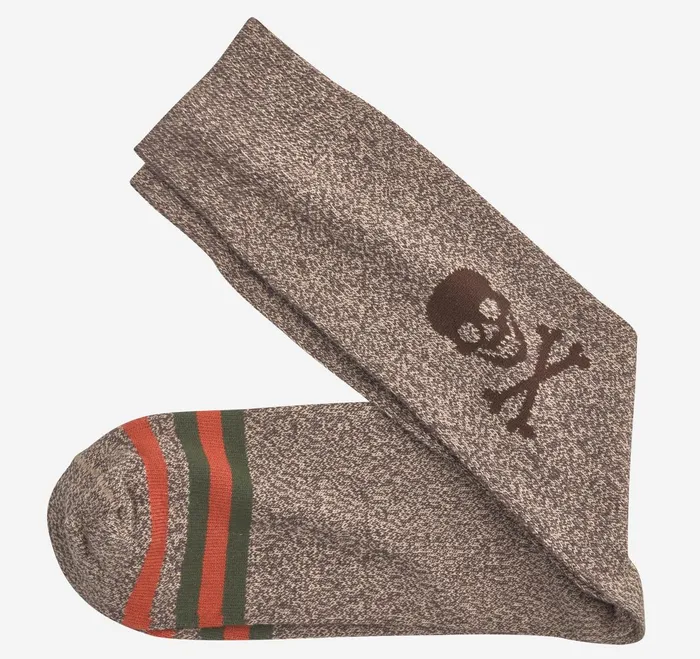 Men Heathered Boot Socks Brown Skull JohnstonandMurphy Socks