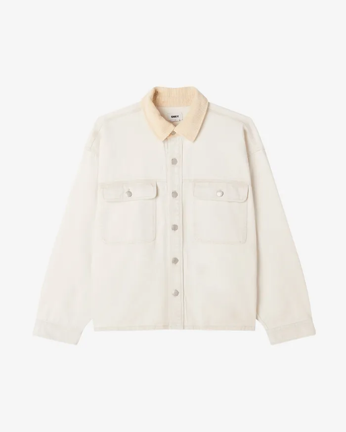 Men IDRIS SHIRT JACKET Silver Grey Multi JACKETS OBEY Clothing