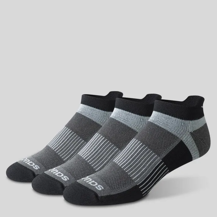 Men Inferno Cushioned No Show Tab 3Pack Socks Black Saucony Socks