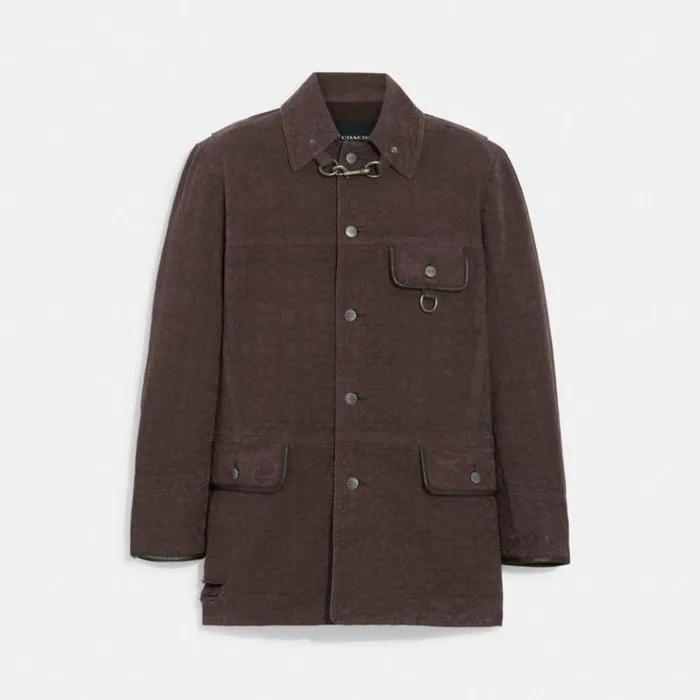 Men Jackets and Outerwear Coach Denim Peacoat Brown