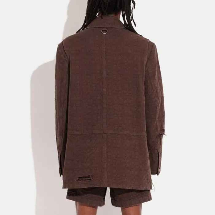 Men Jackets and Outerwear Coach Denim Peacoat Brown