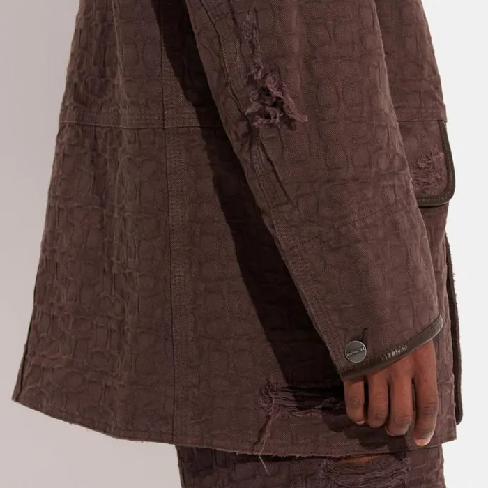 Men Jackets and Outerwear Coach Denim Peacoat Brown