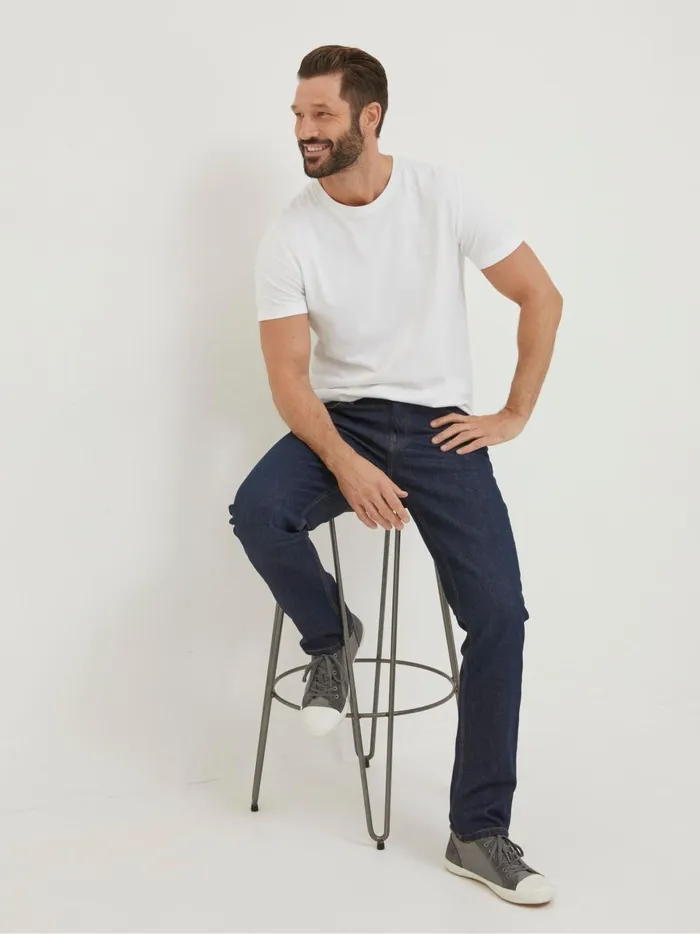Men Jeans Fat Face Blue Slim Vintage Wash Jeans